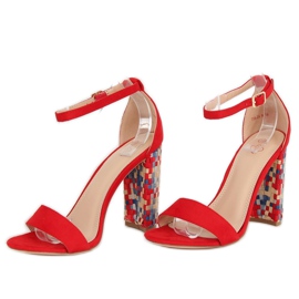 Sandalias rojas de tacón 708-24 Red multicolor rojo 2