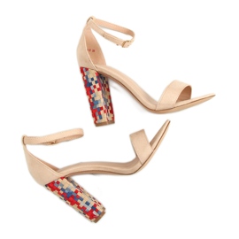Sandalias de tacón beige 708-24 Beige marrón multicolor 2