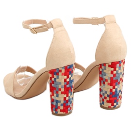 Sandalias de tacón beige 708-24 Beige marrón multicolor 3