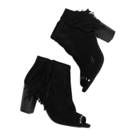 Black AF-9 Botas negras con punta abierta negro 3