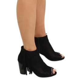 Black AF-9 Botas negras con punta abierta negro 2