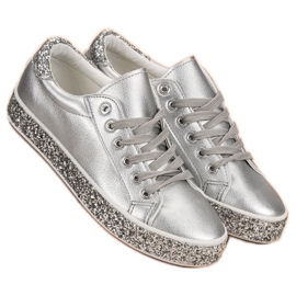 Zapatillas con suela de purpurina gris 5