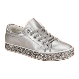 Zapatillas con suela de purpurina gris 2