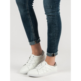 Tenis bajos de piel VINCEZA blanco 3