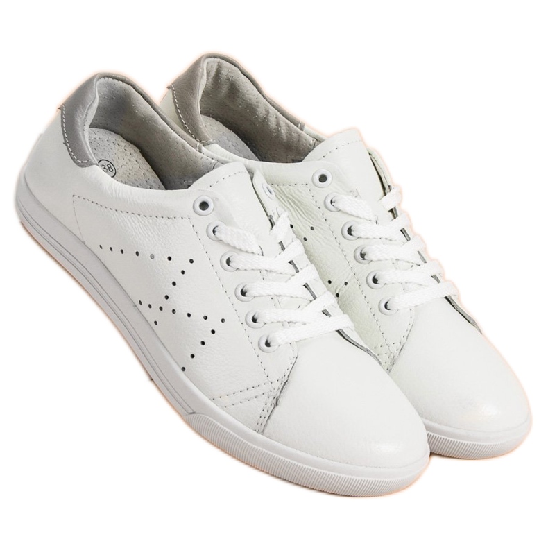 Tenis bajos de piel VINCEZA blanco 2