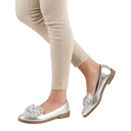 Forever Folie Bailarina plateada con lazo gris 6
