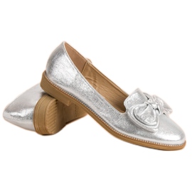 Forever Folie Bailarina plateada con lazo gris 5