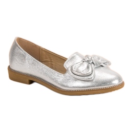 Forever Folie Bailarina plateada con lazo gris 3