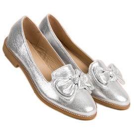Forever Folie Bailarina plateada con lazo gris 1