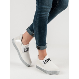 Bestelle Zapatillas slip-on con purpurina blanco 6