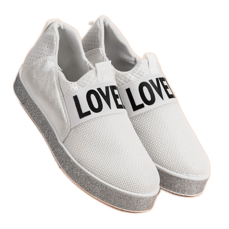 Bestelle Zapatillas slip-on con purpurina blanco 2