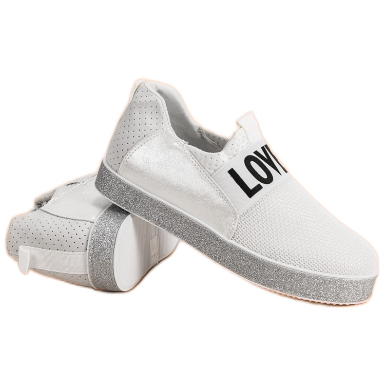 Bestelle Zapatillas slip-on con purpurina blanco 1