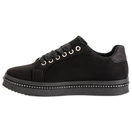 Zapatillas de ante con pedrería negro 1
