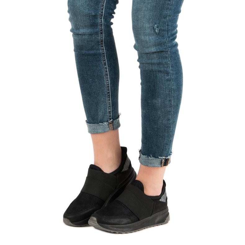 Ideal Shoes Zapatillas cómodas sin cordones negro 2