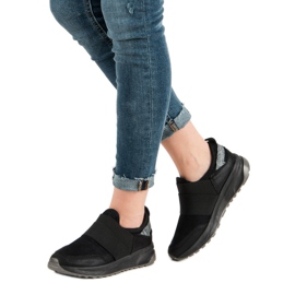Ideal Shoes Zapatillas cómodas sin cordones negro 6