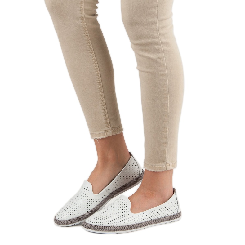 Filippo Señores de cuero calado blanco 1