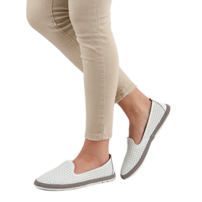 Filippo Señores de cuero calado blanco 2