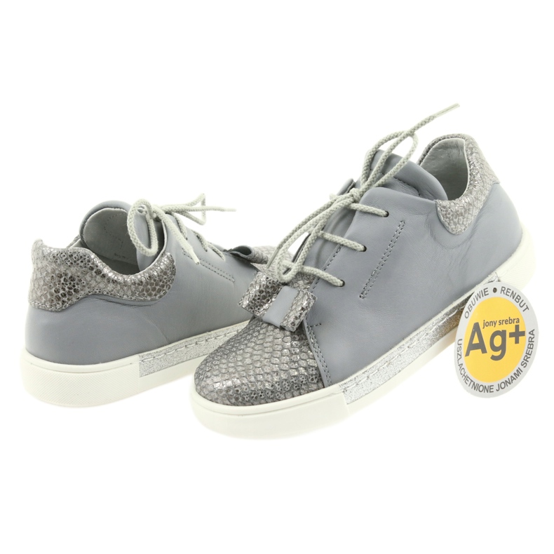 Zapatos niña de piel RenBut 3303, gris y plateado 4