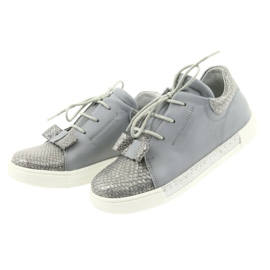 Zapatos niña de piel RenBut 3303, gris y plateado 3