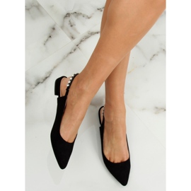 Negro LS5028 Bailarinas negras con tacones abiertos 3
