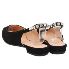 Negro LS5028 Bailarinas negras con tacones abiertos 2 Negro LS5028 Bailarinas negras con tacones abiertos 2