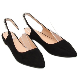 Negro LS5028 Bailarinas negras con tacones abiertos 1