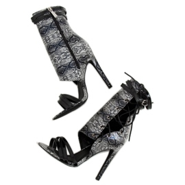 Negro Botas de piel de serpiente JR-041 Negro 5