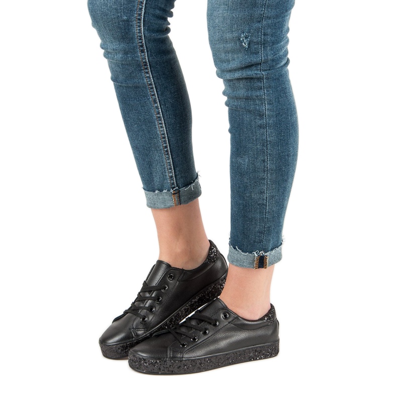 Zapatillas con suela de purpurina negro 2