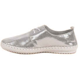 Filippo Zapatos de cuero plateados gris 3