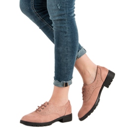 Zapatos brogue de ante en polvo rosado 6