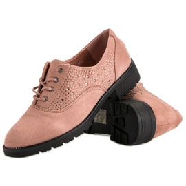 Zapatos brogue de ante en polvo rosado 4
