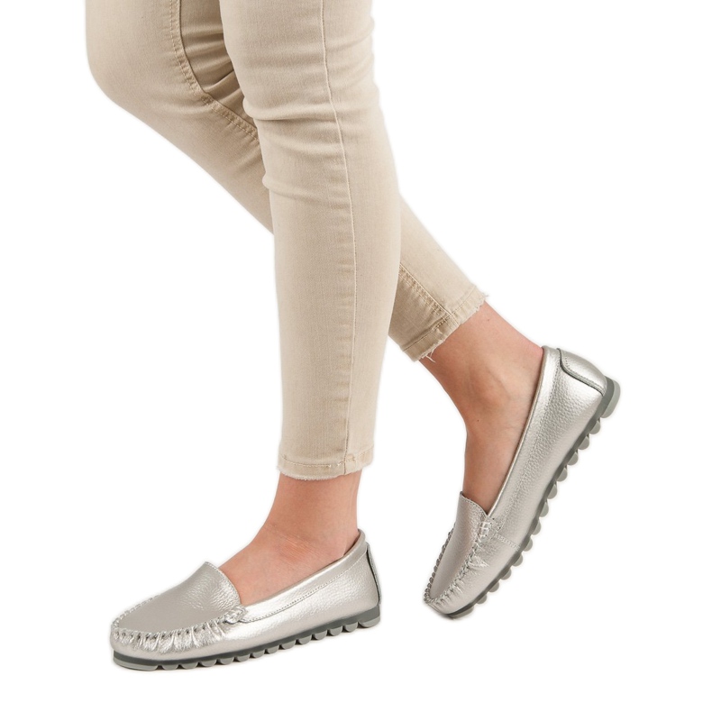 Filippo Mocasines de Piel Plateados gris 2
