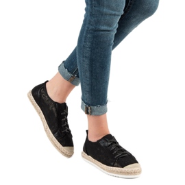 Queentina Alpargatas negras con cordones negro 2