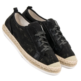 Queentina Alpargatas negras con cordones negro 3