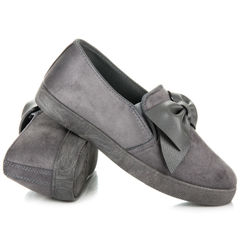 Slipons de ante con lazo gris 1