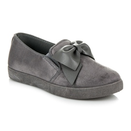 Slipons de ante con lazo gris 3