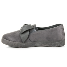 Slipons de ante con lazo gris 4