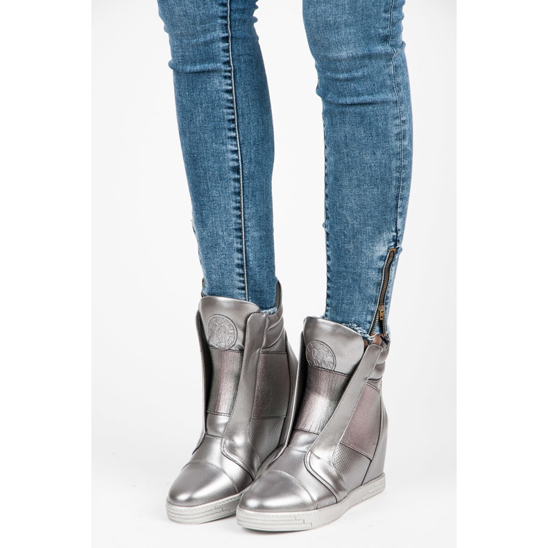 Mtt Sport Zapatillas de cuña plateadas gris 1