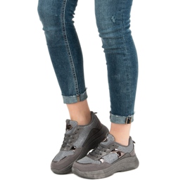 Zapatillas con purpurina en la plataforma gris 3