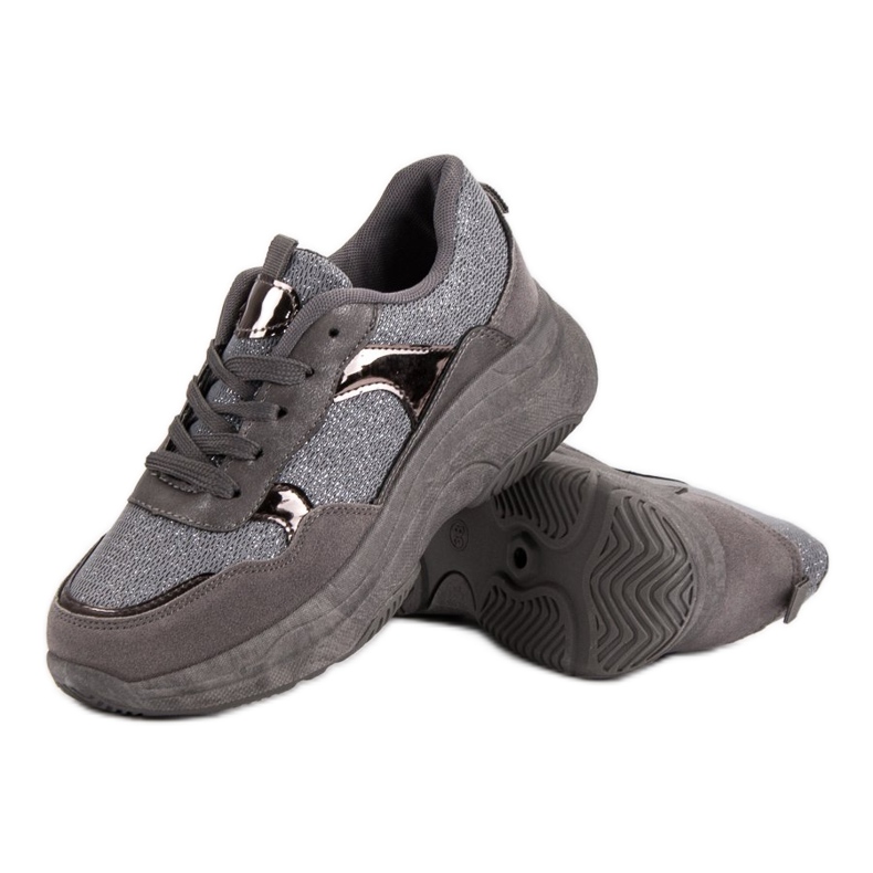 Zapatillas con purpurina en la plataforma gris 1