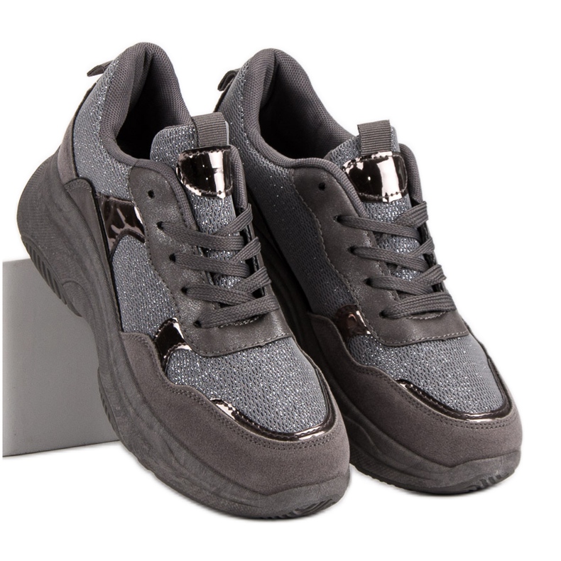 Zapatillas con purpurina en la plataforma gris 2