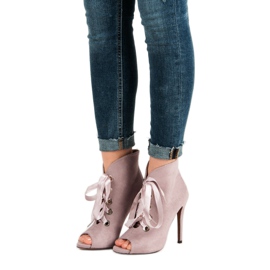Bestelle Botas de punta abierta atadas púrpura 1