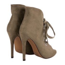 Bestelle Botas de punta abierta atadas verde 4