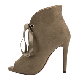 Bestelle Botas de punta abierta atadas verde 6