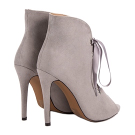 Bestelle Botas de punta abierta atadas gris 4