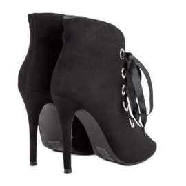 Bestelle Botas de punta abierta atadas negro 5
