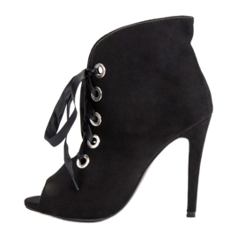 Bestelle Botas de punta abierta atadas negro 4