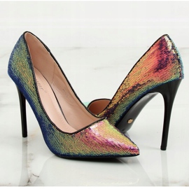 Stilettos con lentejuelas, color petróleo NF-43P Negro multicolor 1
