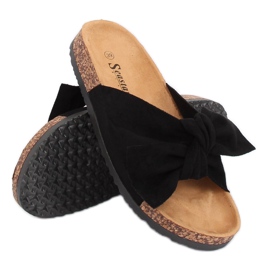 Negro ante negro CK02P Pantuflas negras 4