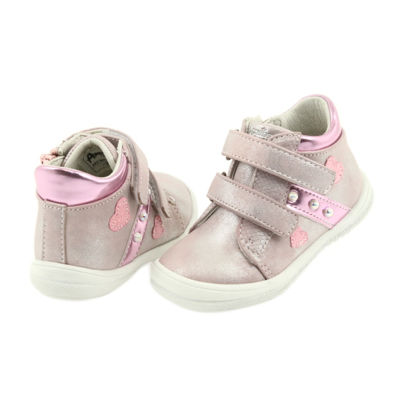 American Club Zapatillas deportivas ADI para niños en corazones americanos gris rosa 4